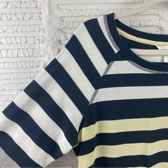 Christopher & Banks NWT Striped Crew T-Shirt 3/4 Sleeves Navy W/ Ombre Yellow M - Picture 4 of 14